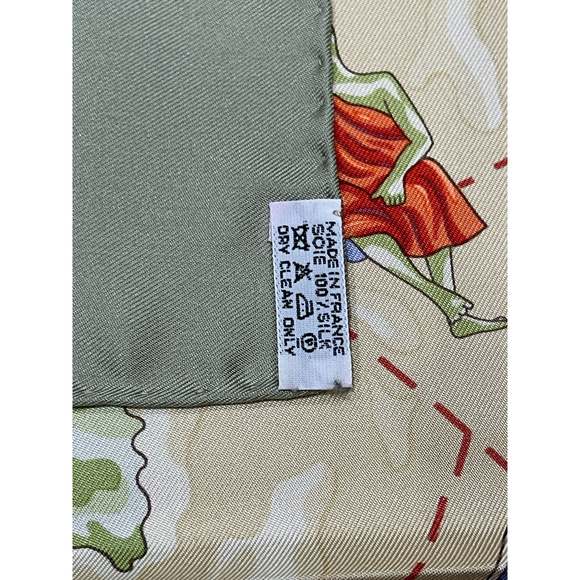 HERMES Hermes 90cm Green & Beige "www.hermes.com," by Christine Henry Silk Scarf - Picture 3 of 6